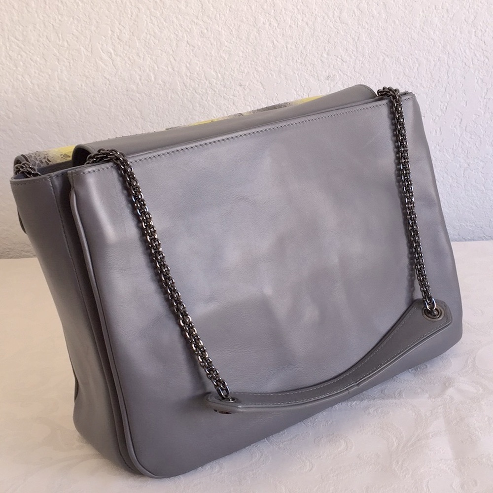 Baraboux Leather And Python Chain Strap Bag - image 3
